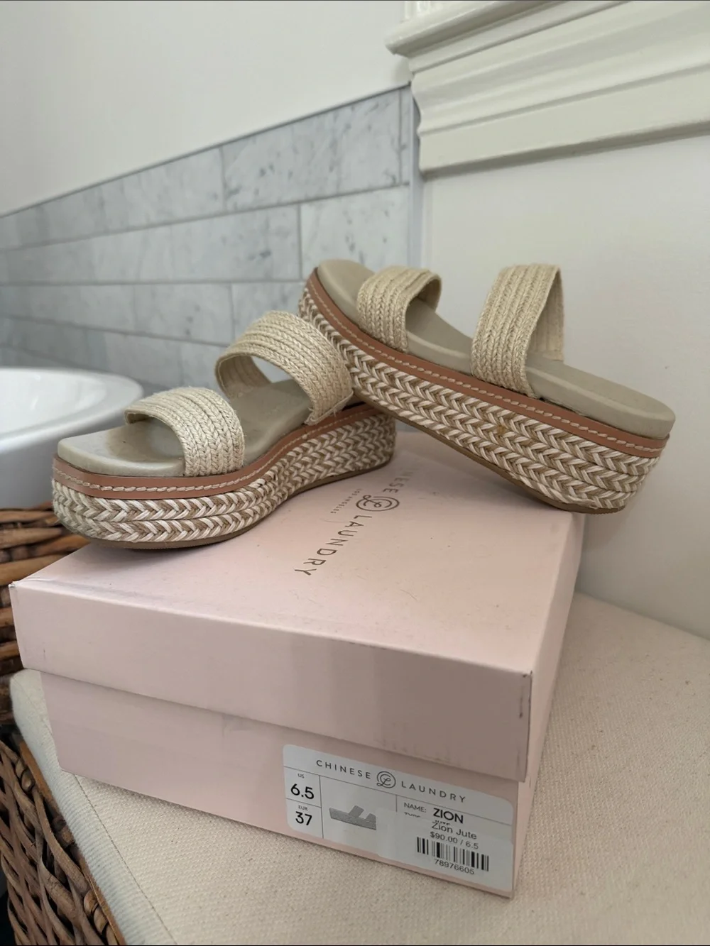Chinese Laundry Platform Sandals in Natural Beige and Tan